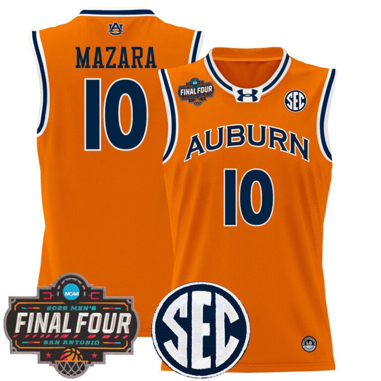 Men Auburn Tigers #10 Mazara orange 2025 Final Four Patch Lightweight  NCAA Jersey->ncaa teams->NCAA Jersey